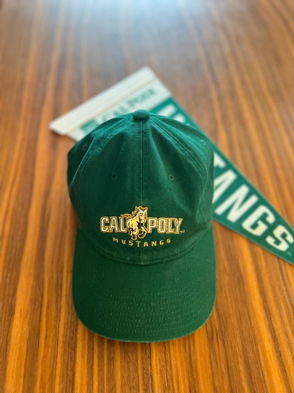 Cal Poly Mustangs Embroidered Green Baseball Hat by Adidas